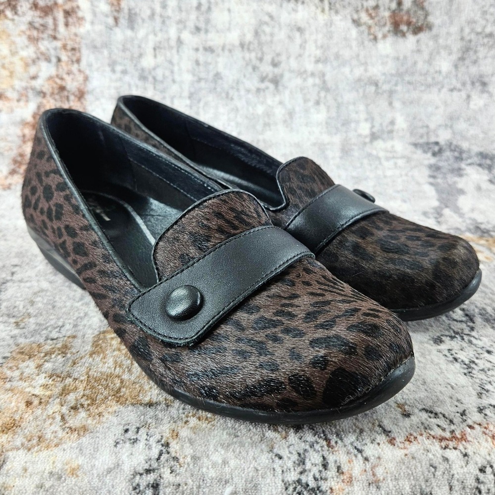 Dansko Olivia‎ Flats Womens 38 Brown Leopard Calf Hair Leather Loafer Comfort